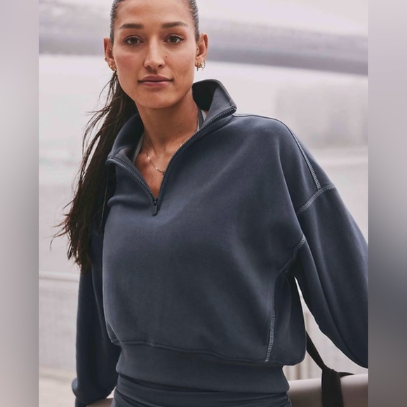 Athleta Forever Fleece 1/2 Zip High Hip Sweatshirt - Picture 7 of 14